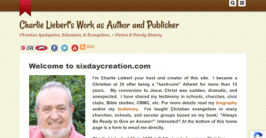 Best Christian Websites 2022 Award Winner - Charlie Liebert's Six Day Creation