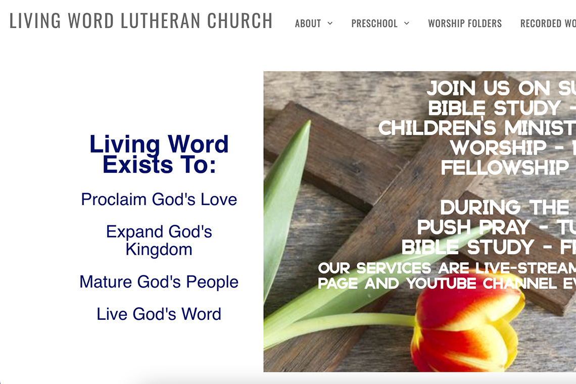 Award Winning Church Websites of 2022 - Living Word Lutheran Church, Orland Park, IL