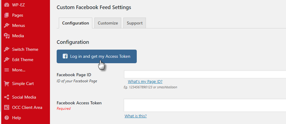 Facebook Feed Plugin screen 1