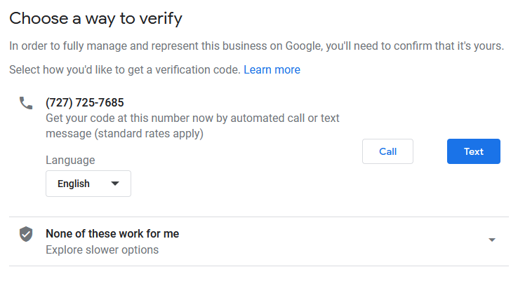 how to verify Google Business Profile - screenshot