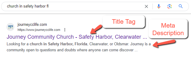 title and description tags in search results
